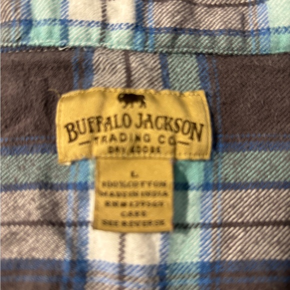 Plaid Flannel Button-Down Shirt Men Sz L Grunge SKU 23 - Picture 8 of 11